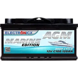 Electronicx Marine Edition Batterie AGM 120 ah 12V Boot, Schiff Versorgungsbatterie