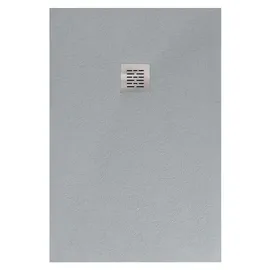 stano. Mineralguss-duschwanne Extra Flach Sierra Grau 100x150 cm Ablaufschutz Chrom