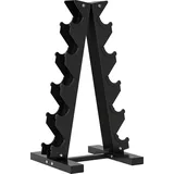 Hantelständer Für 10 Kurzhanteln, 5 Ebenen, Stabiles Stahlgestell, Bis 100 Kg, Schwarz, 66 X 35 X 33 Cm