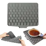 Yuqilin Abtropfmatte Geschirr Silikonmaterial 28x36 cm Dish Drying Mat Rutschfestes Abtropfmatte Spüle Schräger Wasserablauf Spülbeckeneinlage Silikonmatte küche für Küchenspülen Plans Toilette