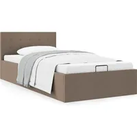vidaXL Stauraumbett Hydraulisch Taupe Stoff 90×200 cm