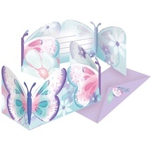 Amscan 9909726 - Einladungskarten Flutter mit Umschlägen, 8 Stück, Papier, Schmetterling, Kindergeburtstag