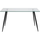 VCM Willy Esszimmertisch aus klaren Glas mit schwarzen Beinen,80x140 cm. - Weiß