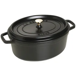 STAUB France Cocotte 29 cm oval 4,2 Liter Gusseisen schwarz