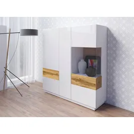 OTTO home Sideboard SILKE 130 x 139 x 40 cm Weiß hochglanz / Votaneichefarben