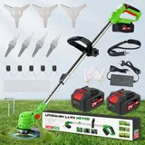 Fiutazge Rasentrimmer mit Akku 21V, Akku Rasentrimmer 3-in-1 Rasenkantenschneider mit 2×2,0Ah Akkus, Freischneider Akku Verstellbarer Teleskopstiel für Garten Rasen