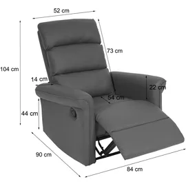 Mendler Fernsehsessel HWC-J96, Relaxsessel Sessel Liegesessel, Liegefunktion verstellbar Kunstleder - schwarz