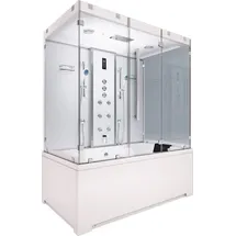 SeniorBad Kombination Badewanne Dusche K80-WS-TH-B-EC-EA Duschtempel 180x100 cm 2K Scheibenversiegelung - Weiß