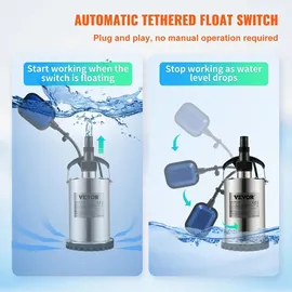 Vevor Schmutzwasserpumpe 550W Tauchpumpe 230V Durchfluss 9500L/h