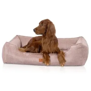 Knuffelwuff Hundebett aus Cord mit Handwebcharakter Nunavut M-L 85 x 63cm Rosa