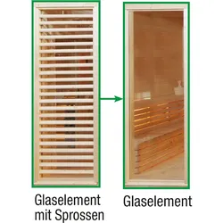 Wolff Finnhaus Sauna Paradiso: Tausch Glasement mit Sprossen in Glaselement ohne Sprossen