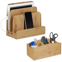 Relaxdays Organizer 2 teiliges Büro Set braun