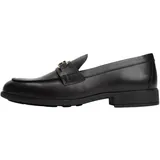 Tommy Hilfiger Damen Loafer Logo Leather Loafer aus Leder, Schwarz (Black), 39