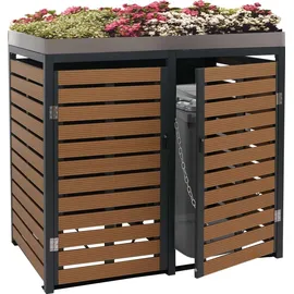 Mendler Mülltonnenverkleidung HWC-K14 124 x 134 x 84 cm teak-optik