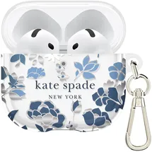 kate spade new york AirPods 4 Schutzhülle mit Schlüsselanhänger Ring - Blumenbeet Blau Kompatibel mit AirPods 4th Generation