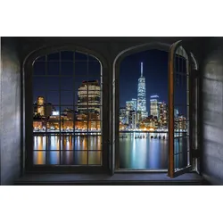 Wandsticker QUEENCE "Nacht", bunt, B:60cm, Vinyl, Wandtattoos, Wandsticker, Wandbild, selbstklebend, 3D, Fenster