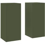 vidaXL Outdoor-Pflanzensäulen 2 Stk. Olivgrün 24x24x55 cm Stahl