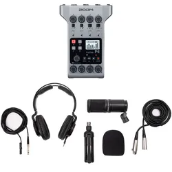 Zoom PodTrak P4 Podcasting Recoder Set inkl. ZDM-1 Mic Pack