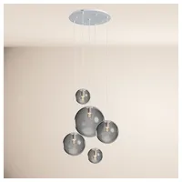 S.luce Pendelleuchte Orb 5-flammige Galerielampe Modular Rauch, Weiß
