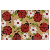 HANSE HOME Kokos Fußmatte für Innen 45x75cm – Fussmatte Outdoor Kokosmatte Schmutzfangmatte Marienkäfer Design Wetterfest,rutschfest Eingangsbereich & geschützter Außenbereich Natur