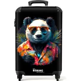 NoBoringSuitcases.com Handgepäck Koffer 55x35x20 cm, 36L, Sommerliche Graffiti: Panda, Reisekoffer, mit Rollen,