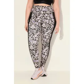 Ulla Popken Leggings Sport-Leggings Leomuster schwarz 58-60