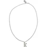 Karl Kani KK Rhinestone Pendant Cuban Link Chain Silber