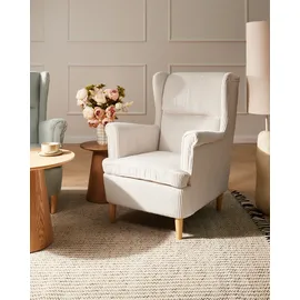 Beliani Ohrensessel ABSON Cord 68 x 95 x 73 cm Hellbeige