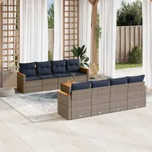 vidaXL Gartensofa-Set 9-tlg. grau Polyrattan