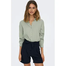 Jdy Hemdbluse JDY "JDYTHEIS LIFE L/S LOOSE SHIRT WVN NOOS", Damen, Gr. L, beige (desert sage), Web, Obermaterial: 100% Baumwolle, unifarben, regular fit hüftbedeckend, Blusen, aus Musselin