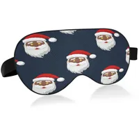 Schwarze Weihnachtsmann-Schlafmaske für Damen und Herren, glatte, bequeme, lichtblockierende Augenmaske, Nacht-Augenbinde mit verstellbarem Riemen für Reisen, Schlafen, Schichtarbeit