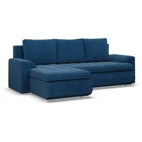 Mebligo Ecksofa, Dunkelblau, Textil, 3-Sitzer, L-Form, 230x159 cm, Wohnzimmer, Sofas & Couches, Wohnlandschaften, Ecksofas
