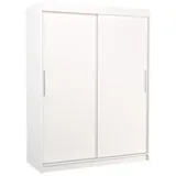 MOEBLO Schiebetürenschrank Lynox 150 (Moderner Kleiderschrank mit 2 Türen, 6 Regalen & Kleiderstange, Schwebetürenschrank 2-türig Schrank Garderobe Schiebtüren Schlafzimmer) (BxHxT): 150x200x58 cm weiß