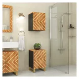 vidaXL Badkommode, Wand-Badschrank Braun und Schwarz Massivholz Mango