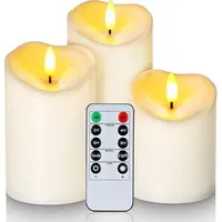Wasserdichte, Flackernde, Flammenlose Led-kerzen Für Den Außenbereich, Batteriebetrieben Mit Fernbedienung Und Timer, Elektrische Kunstkerzen Aus Kunststoff, Elfenbein, Set