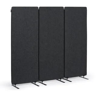 Akustik-Trennwand 160 x 60 cm, 3 Stück pro Packung, 100% Polyester, Reißverschlussverbindungen, Graphit