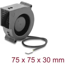 DeLock Radiallüfter / Lüftergebläse 12 V DC 75 x 75 x 30 mm mit 3-Pin Lüfteranschluss, schwarz