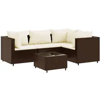 vidaXL 5-tlg Garten-Lounge-Set mit Kissen Braun Poly Rattan Modell 17