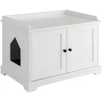 Costway Tierhaus 2 in 1 Katzenhaus Katzenschrank, mit Kratzbrett weiß