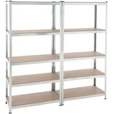 ESTEXO Steckregal Lagerregal 21 Modelle wählbar Schwerlastregal Regal Kellerregal Werkstattregal Werkbank Garagenregal (Verzinkt / 2x 180x90x40cm / 700kg)