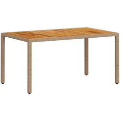 vidaXL Gartentisch Beige 150x90x75 cm Poly Rattan Akazienholz