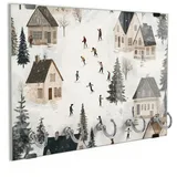 DEQORI Schlüsselbrett 'Idyll im Schneetal', (1 St), Schlüsselhalter Schlüssel Haken Schlüsselboard modern Schlüsselleiste grau|weiß