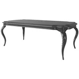 Casa Padrino Luxus Barock Esstisch Schwarz / Silber 220 x 115 x H. 78 cm - Edler Esszimmertisch im Barockstil - Barock Esszimmer Möbel