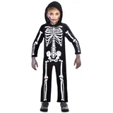 Amscan - Kinderkostüm Skelett, Knochengerüst, Karneval, Mottoparty, Halloween, Schwarz/Weiß, 6-8 Jahre