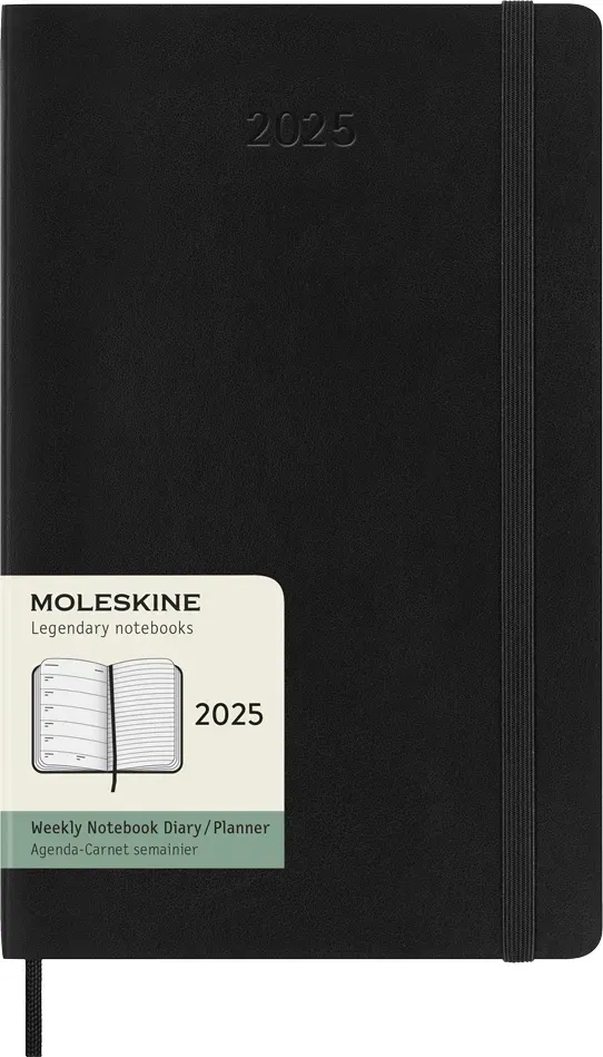 Moleskine 2025 12M Kalender L schwarz wöchentlich weicher Einband