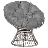 Papasansessel Korbsessel Sessel mit Polster 360 Grad Rattan Grau B87 x T97 x H86 cm - Grau