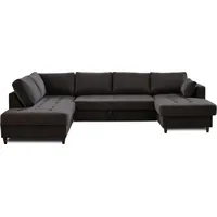 Lisa Design Anna, Wohnlandschaft Ecksofa, mit Schlaffunktion und Bettkasten, zeitgenössischer Stil , Dunkelgrau - Dunkelgrau