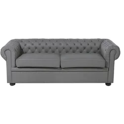Sofa Leder grau CHESTERFIELD