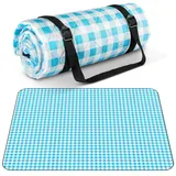 AOSTOK Picknickdecke Stranddecke Strandmatte Wasserdicht mit Tragegriff Outdoor Stranddecke für Camping, Picknick, Reise 200x150cm Blau