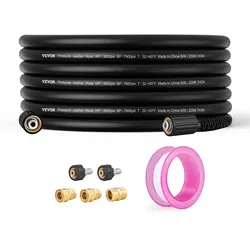 VEVOR Rohrreinigungsschlauch Set M22-14-mm-Anschluss Rohrreinigungsset max. 248,21bar Kanalreiniger 19,1mm Biegeradius Hochdruckreiniger Zubehör inkl. 5x Metallverbinder Rohrreiniger PVC Polyester